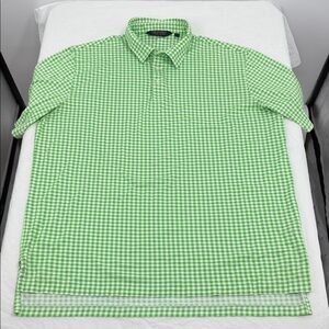 Polo Golf Shirt Mens XL Extra Large Green White Check Short Sleeve Ralph Lauren